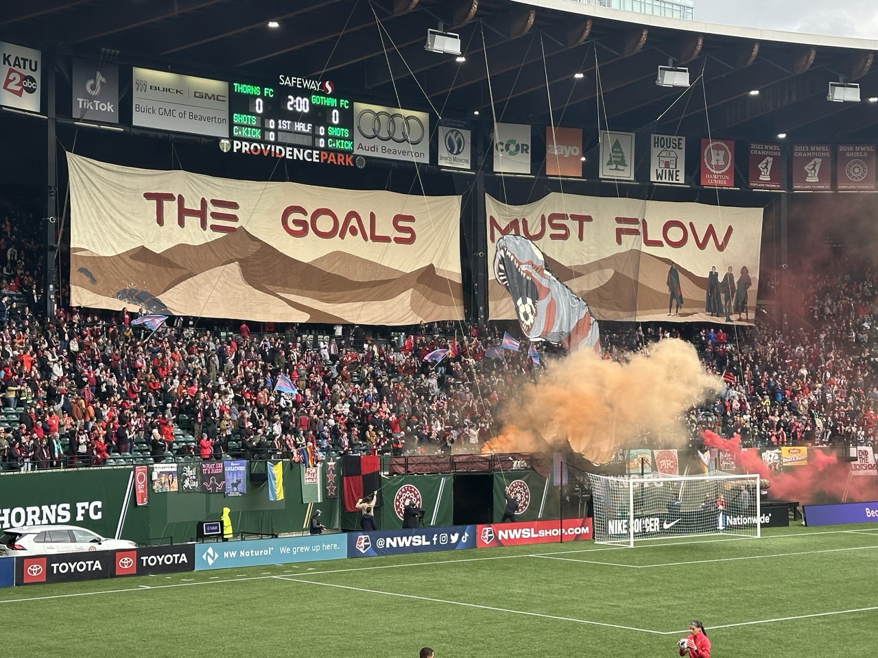 goals must flow tifo from thorns vs racing lousiville